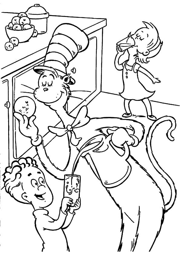 Plansa de colorat cu Cat in the hat 31 29